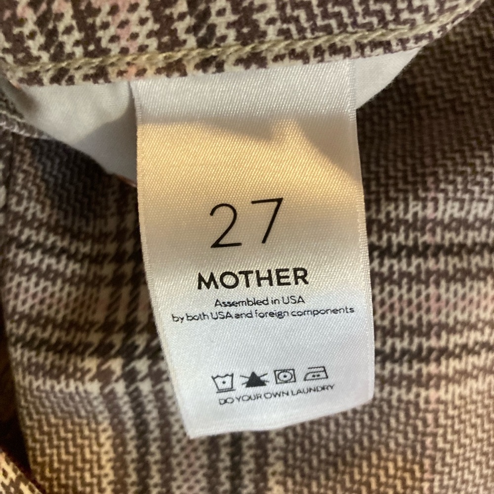 EUC MOTHER The Insider Plaid Jeans with Orange & Plum Side Stripes Size 27 - Picture 12 of 16